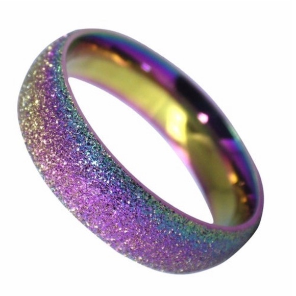 Gorgeous genuine sparkly rainbow diamond dust ring - Picture 1 of 6
